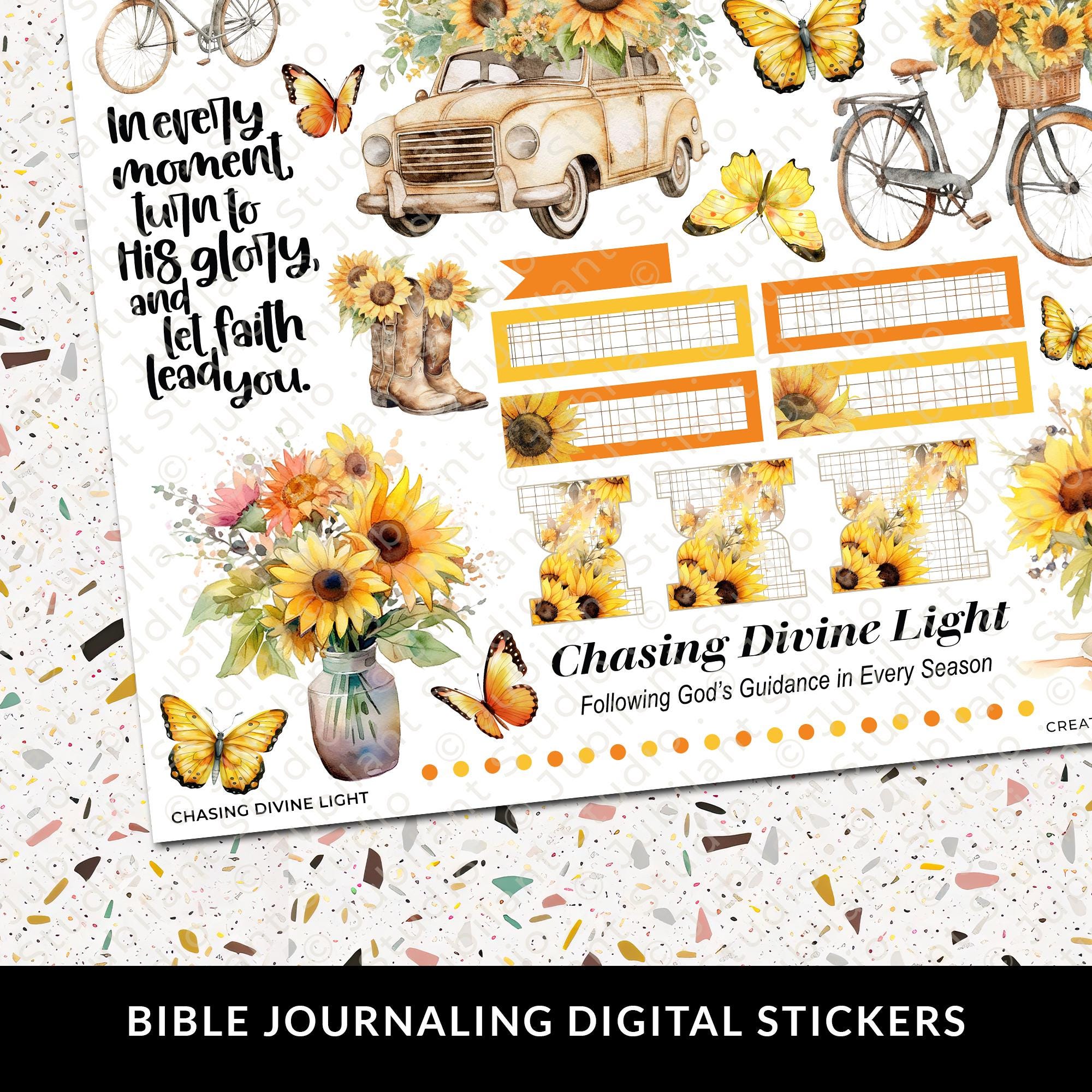 Chasing Divine Light Bible Journaling Printable Sticker Sheet, Journal ...