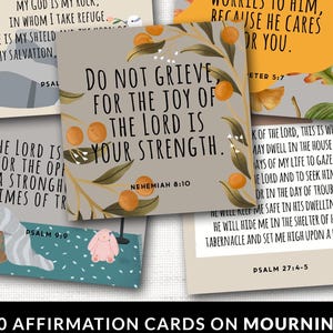20 cartes de vœux pour le deuil | Cartes de prière pour les Écritures chrétiennes | Bible | Jeu de 20 cartes d'affirmation | Haute qualité | Téléchargement instantané