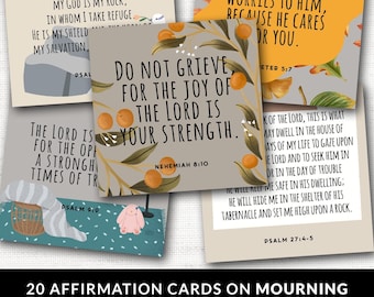 20 Affirmation Cards on Mourning | Christian Scripture Prayer Cards | Bible | Affirmation cards set of 20 | High Quality | Instant Download