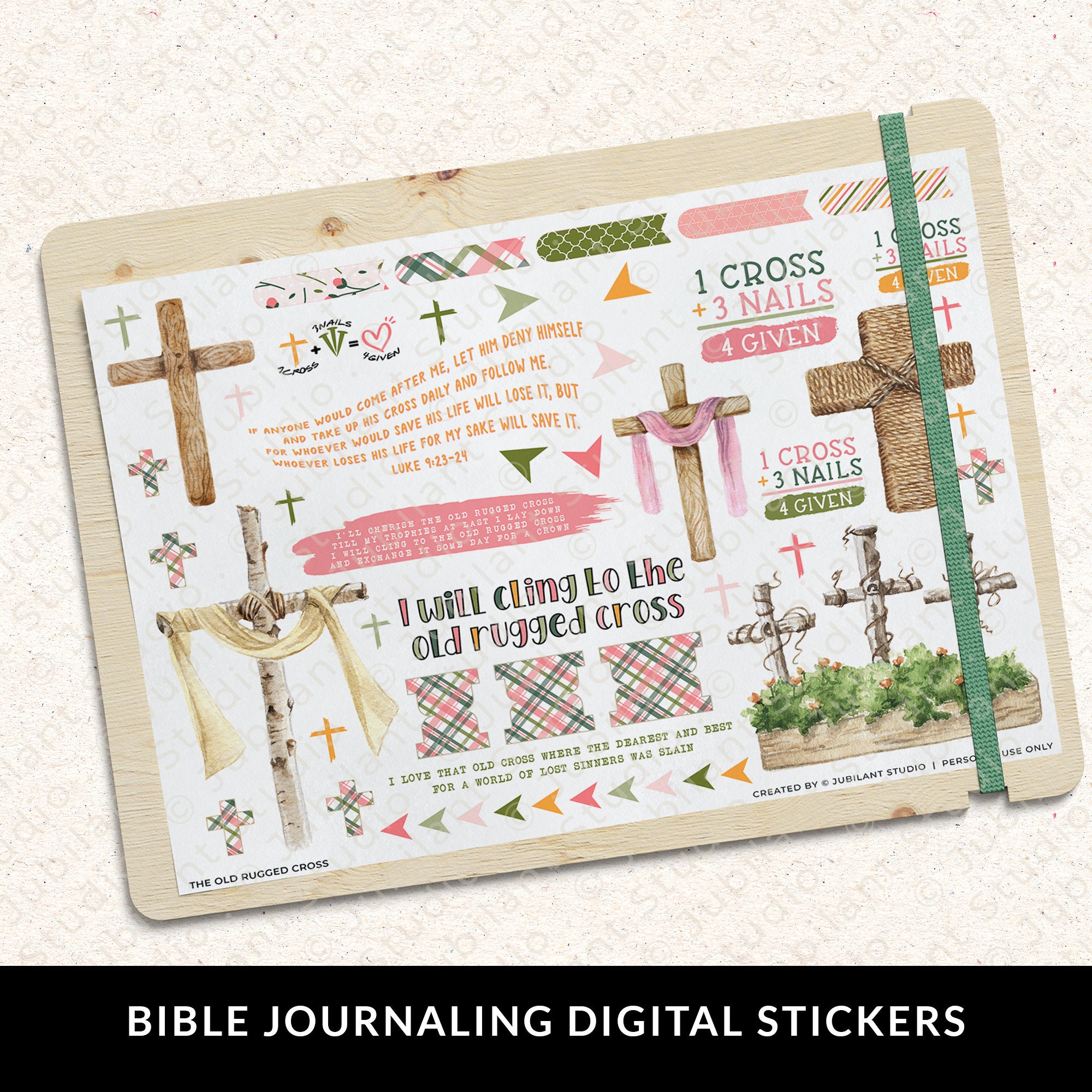 Easter Rugged Cross The Old Rugged Cross Easter Bible Journaling Printable Sticker Sheet ...