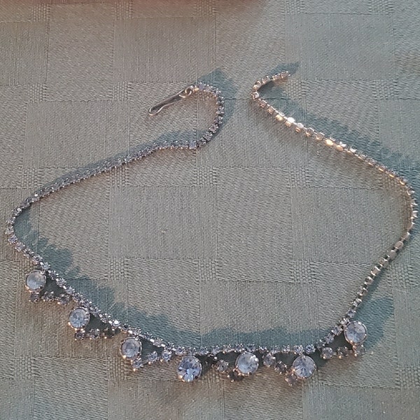 Vintage Blue Rhinestone Necklace