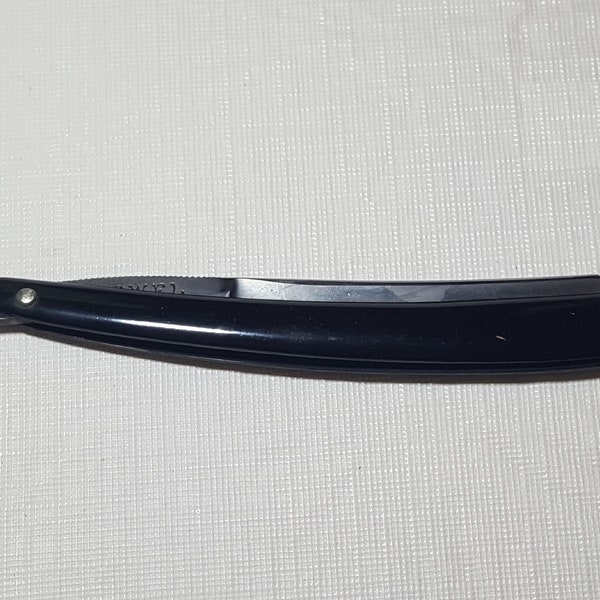 Vintage Fred W. Stecher Straight Razor with Black Bakelite Handle Made in Germany