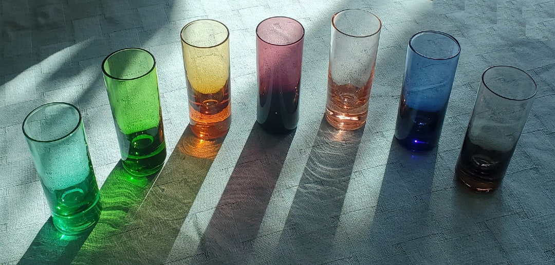 7 Vintage Vodka Cordial Glasses Rainbow Colors Etsy