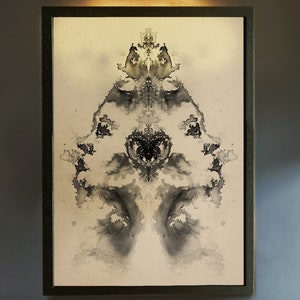 Rorschach Test Style mirror faces Monochrome abstract Print Memento Mori dark art Kara V