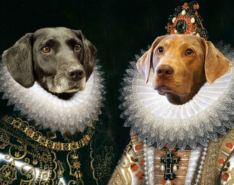 Portret zwierzaka renesansowego 2 ZWIERZĘTA Portret zwierzaka wydruk na płótnie - Portret zwierzęcia renesansowego - Klasyczny królewski portret zwierzaka