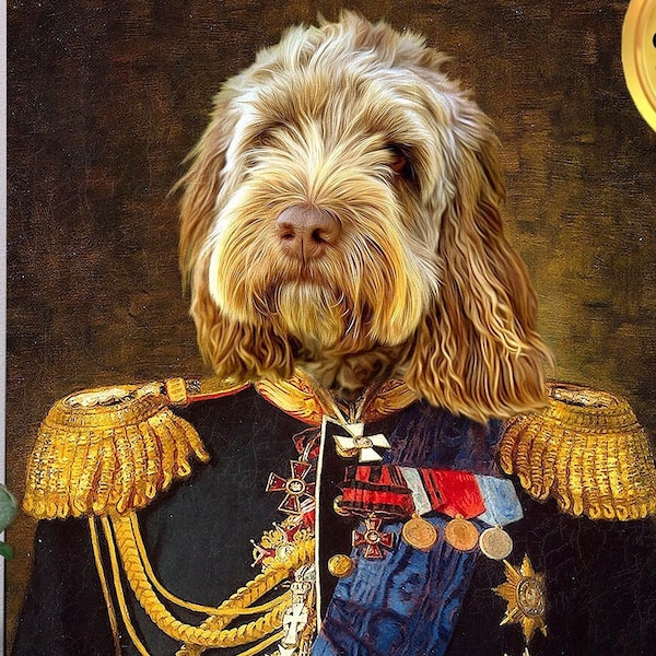 Custom Pet Portrait Painting Canvas, Renaissance Dog Portrait from Photo, Royal Pet King Portrait Painting Digital Art, Portrait Art Design