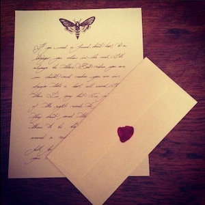 Custom made handwritten love letters, wax sealed, optional illustration.