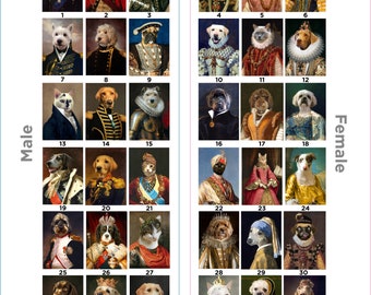 Custom Pet Portrait 4 PETS Canvas Print Renaissance Pet Portrait  - Renaissance Animal Portrait - Classic Royal Pet Portrait