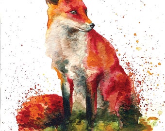 Fox watercolour watercolor illustration original or print