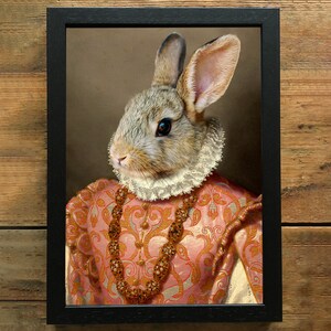 Renaissance Rabbit Vintage Portrait, Animal Painting Wall Art Print ...