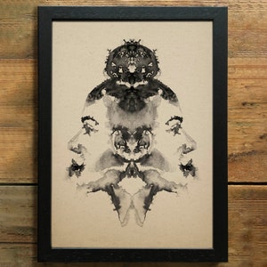 Rorschach Test Style mirror faces Monochrome abstract Print Memento Mori dark art Kara I
