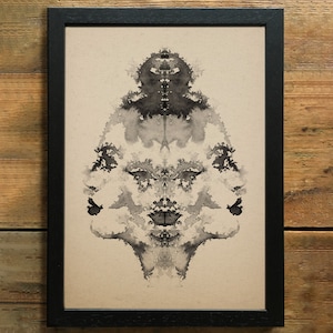 Rorschach Test Style mirror faces Monochrome abstract Print Memento Mori dark art Kara III