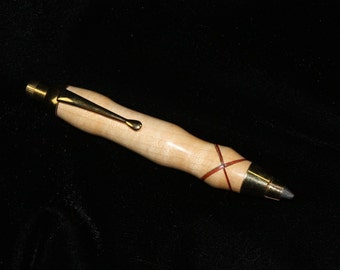Decorative Wooden Artist Pencil featuring an ergonomic Maple barrel with Purple Heart inlays