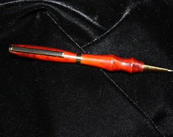 Decorative Exotic Cocobolo Wood Twist Pen with Gold and Black Accents