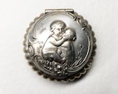 Delightful Antique Silver Plated Small Box with Cherubs Decor - Silver Plated Pillbox