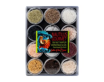 Nautilus Gourmet Sea Salt Sampler, 12 Unrefined Salts From Around World
