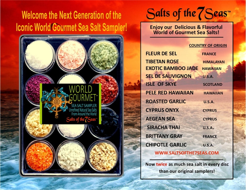 The WORLD Gourmet Sea Salt Sampler 12 All Natural Salts from around the world. BEST SELLER image 2