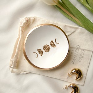 Ring Holder Dish, Moon Phases, The Painted Press Ring Dish, Jewelry Dish, Phases of the Moon Jewelry Holder Trinket Tray, Horoscope Gift