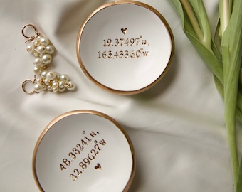 Custom Coordinate / Personalized Ring Dish / Jewelry Dish  / Personalized Gift / Bridesmaids Gift / Wedding Gift / Engagement Gift / For Her