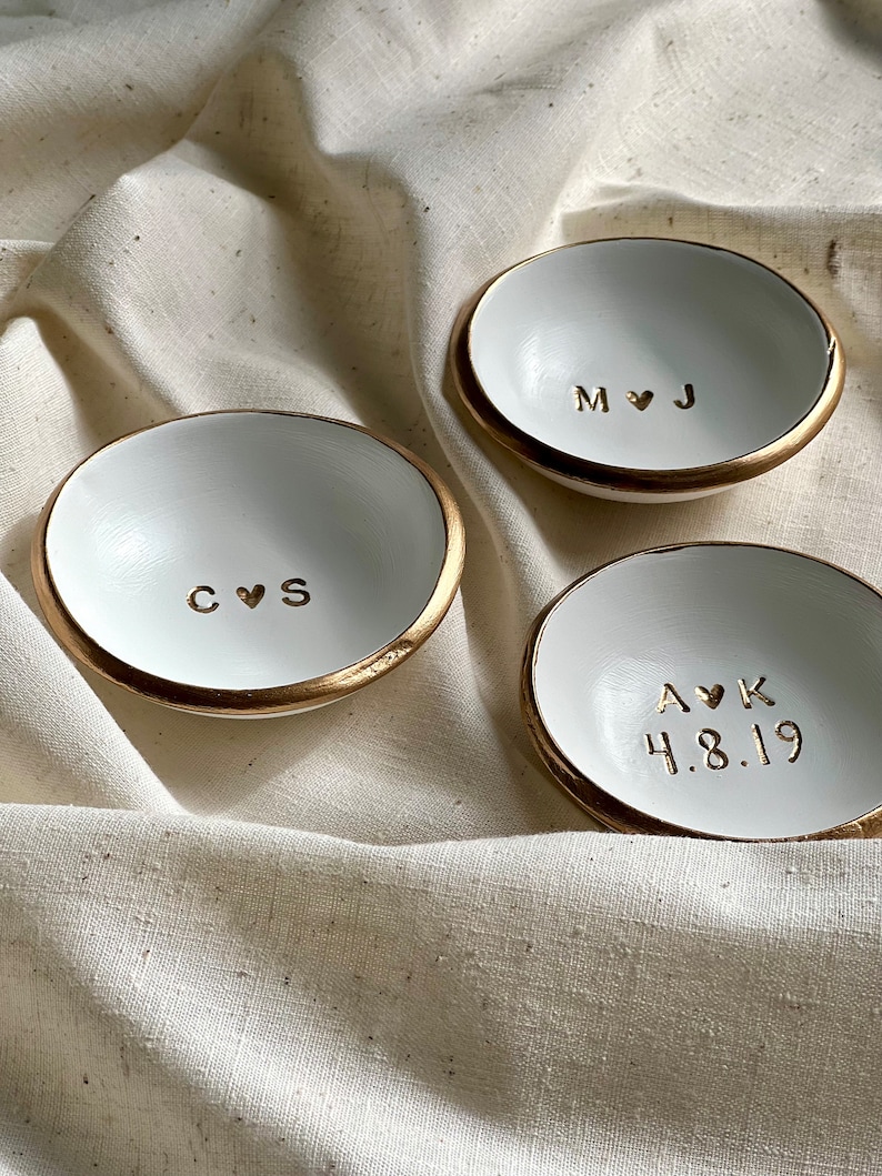 Jewelry Dish, Personalized Ring Dish, Gift for the Couple, Custom Wedding Gift, Wedding Ring Holder, Engagement Gift, Anniversary Gift image 5