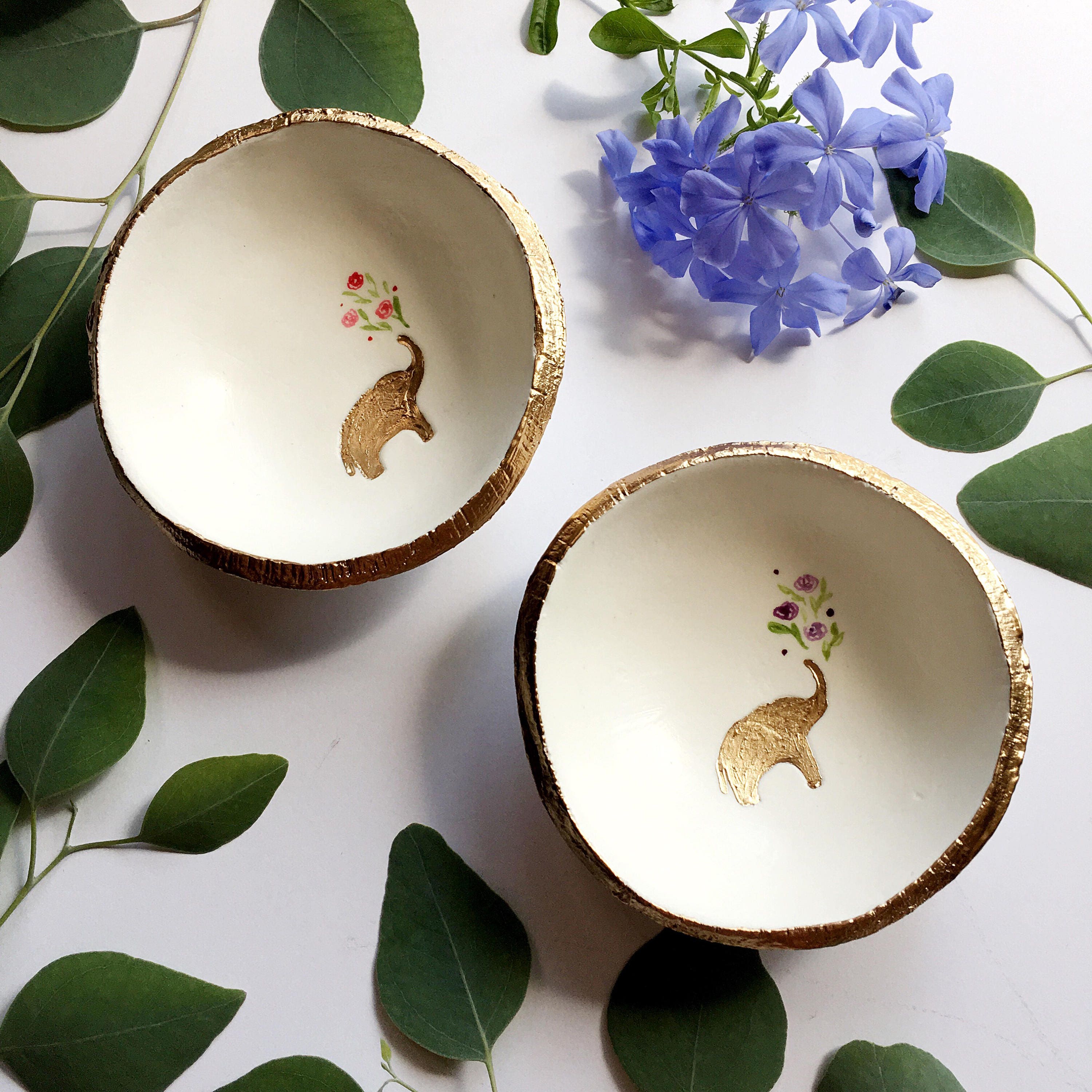 Elephant Bouquets Jewelry Dish Ring Dish // Catch all // Personalized…