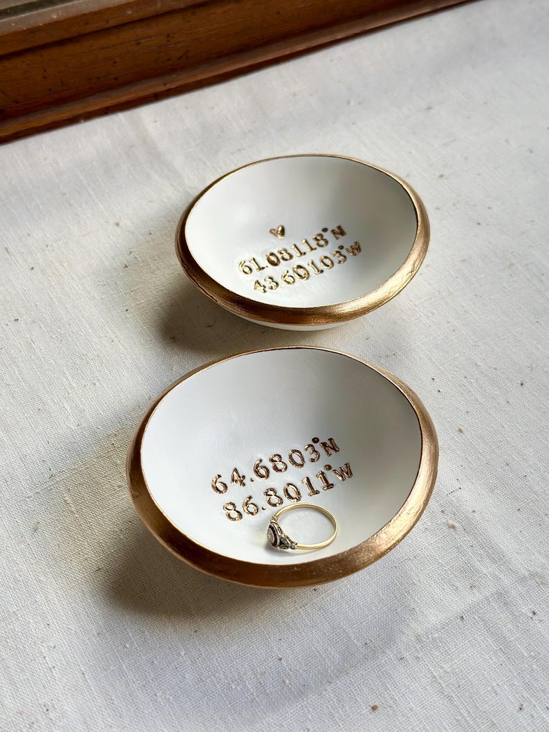 Custom Coordinate / Personalized Ring Dish / Jewelry Dish / Personalized Gift / Bridesmaids Gift / Wedding Gift / Engagement Gift / For Her image 12