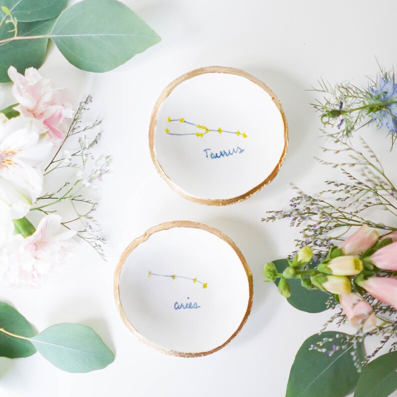 Watercolor Zodiac Jewelry Dish Ring Dish Bridesmaids Gift Wedding Gift Personalized Gift Zodiac Signs Zodiac Jewelry Custom