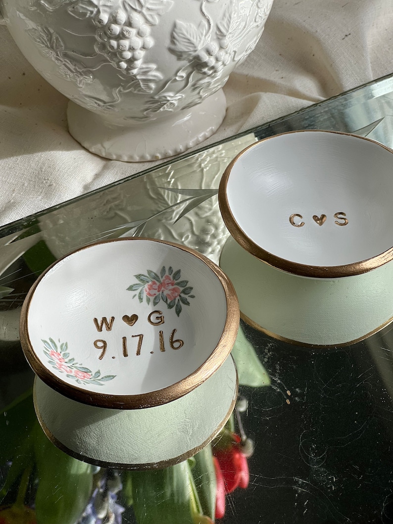 Wedding Gift For Couple Jewelry Dish / Date and Initials / Wedding Gift / Personalized Gift / Personalized / Engagement Gift / Bridesmaids image 2