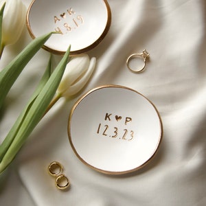 Engagement Gift / Ring Dish / Jewelry Dish / Date and Initials / Wedding Gift / Personalized Gift / Gift for Her / Anniversary image 5