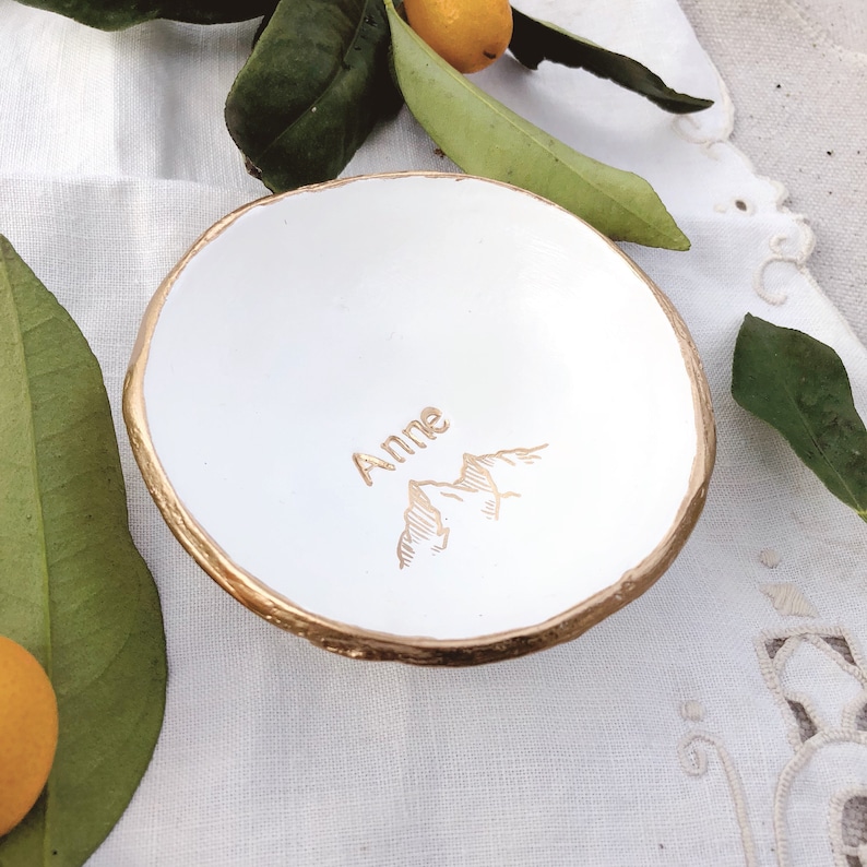 Personalized Jewelry Dish, Ring Dish, Custom Wedding Gift, Anniversary Gift, Catch All, Gift for Couple, Gift for her, Mountain Jewelry image 3