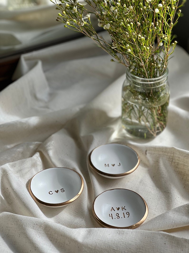 Ring Dish / Jewelry Dish / Date and Initials / Wedding Gift / Personalized Gift / Engagement Gift / Anniversary Gift / Personalized image 1