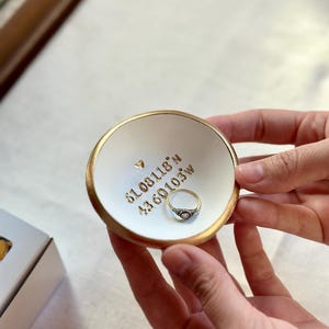 Custom Coordinate / Personalized Ring Dish / Jewelry Dish / Personalized Gift / Bridesmaids Gift / Wedding Gift / Engagement Gift / For Her image 2