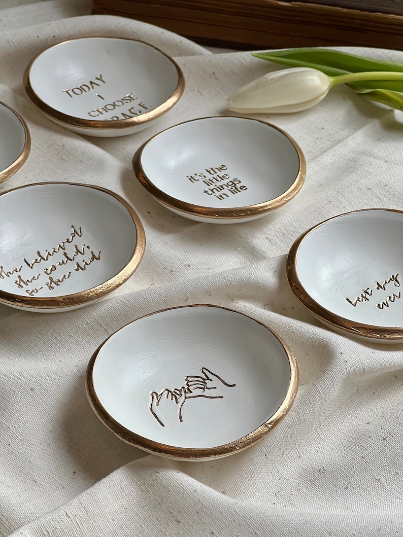 Affirmation Jewelry Dish, Ring Dish, Spread Positivity, Custom Ring Dish, Gift for Mom, Gift for Her image 1
