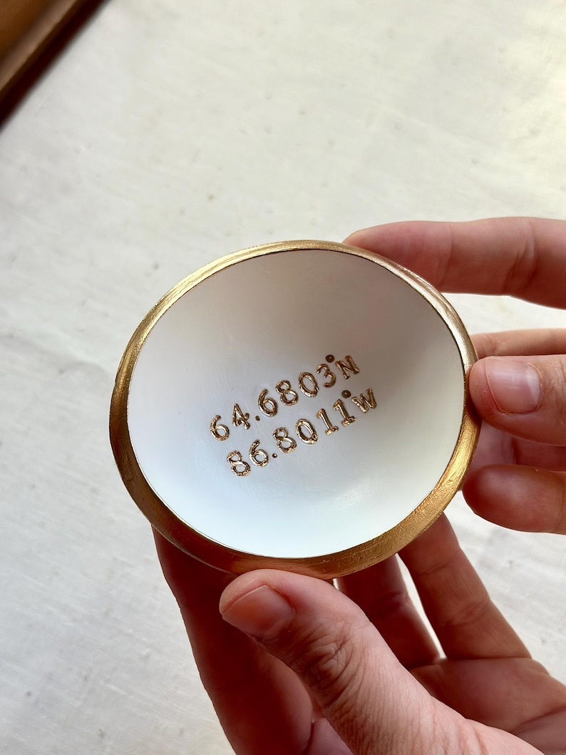 Custom Coordinate / Personalized Ring Dish / Jewelry Dish / Personalized Gift / Bridesmaids Gift / Wedding Gift / Engagement Gift / For Her image 9