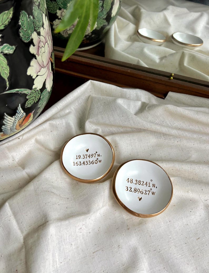Custom Coordinate / Personalized Ring Dish / Jewelry Dish / Personalized Gift / Bridesmaids Gift / Wedding Gift / Engagement Gift / For Her image 4