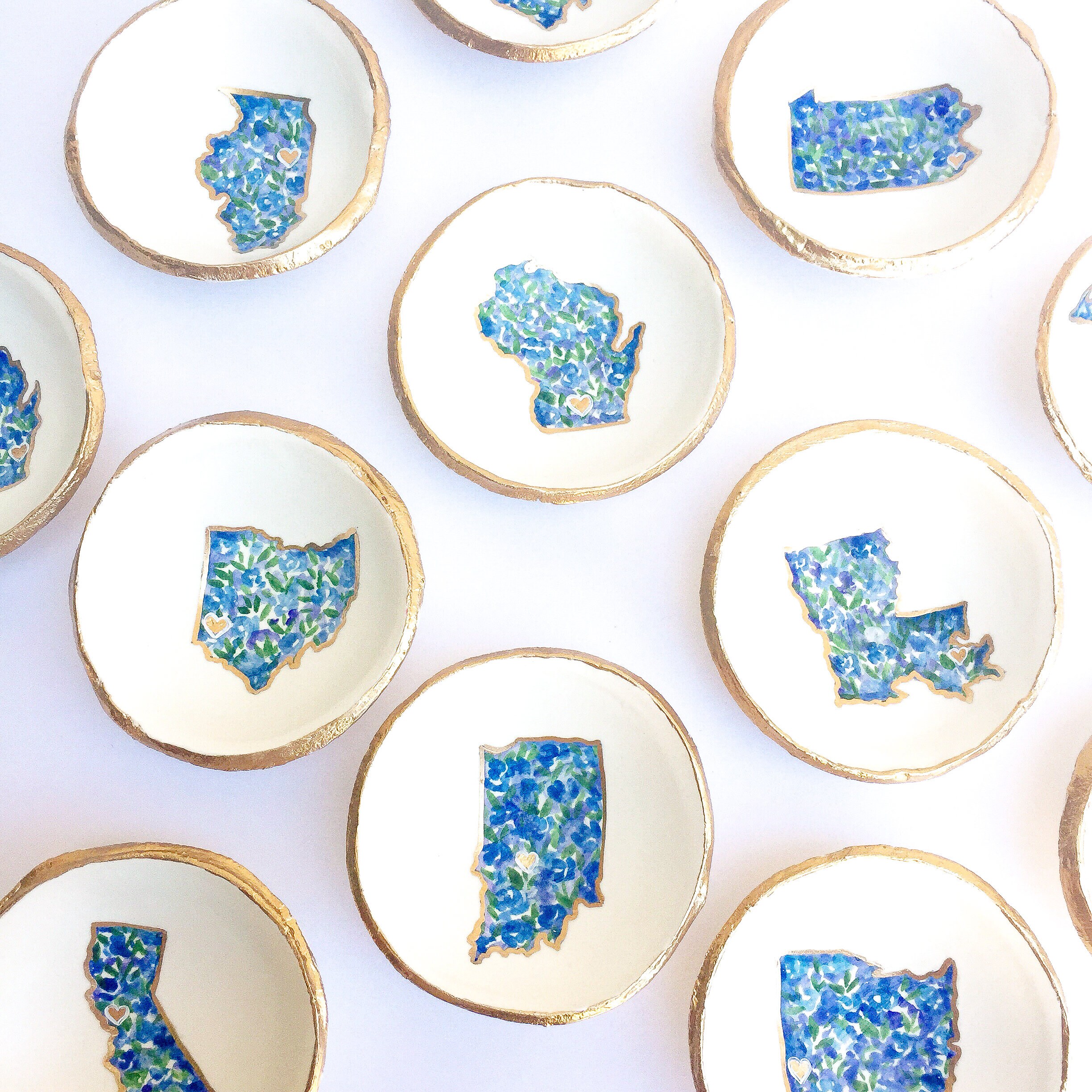 Floral State Jewelry Dish / Ring Dish / Bridesmaids Gift / Engagement…