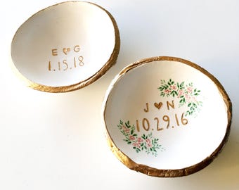 Wedding Ring Holder / Wedding Gift / Date and Initials / Unique Gift / Personalized Gift / Jewelry Dish / Engagement Gift / Bridesmaids