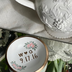 Engagement Gift / Ring Dish / Jewelry Dish / Date and Initials / Wedding Gift / Personalized Gift / Gift for Her / Anniversary image 2