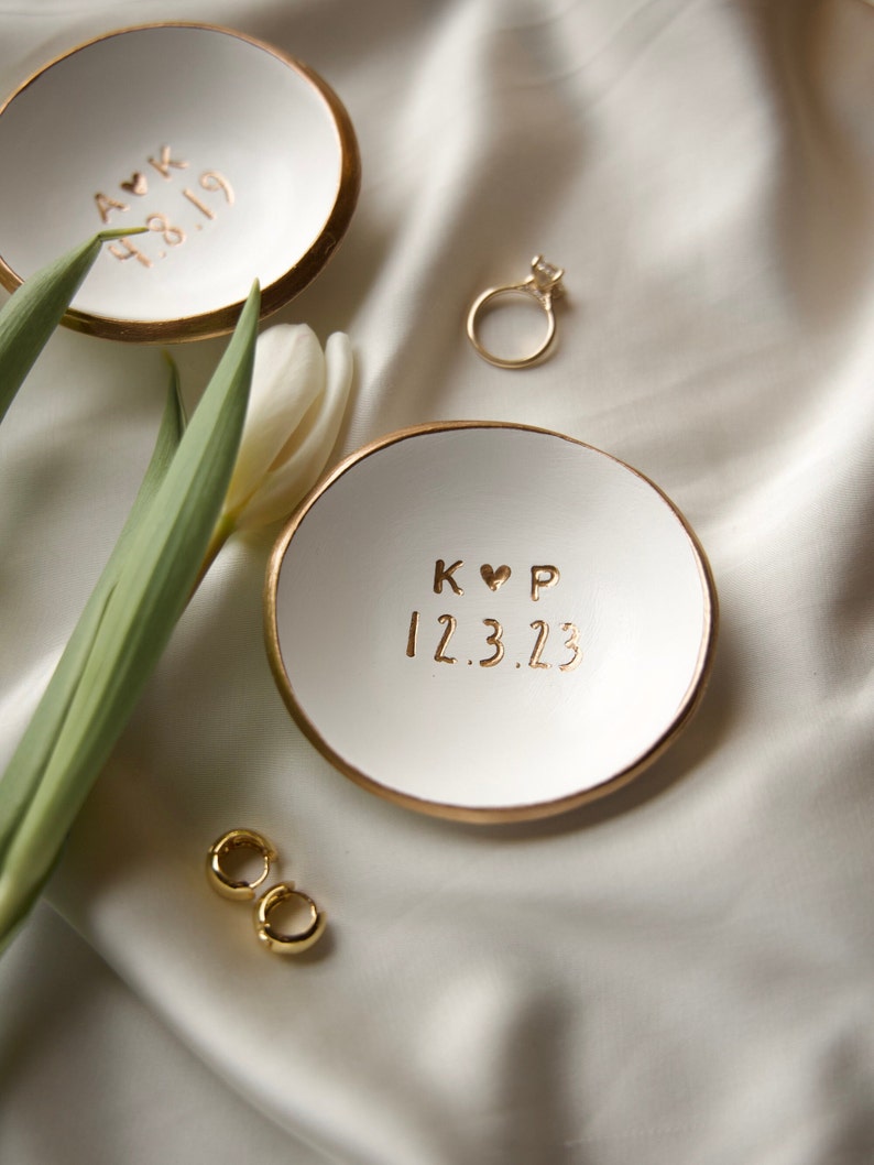 Wedding Gift For Couple Jewelry Dish / Date and Initials / Wedding Gift / Personalized Gift / Personalized / Engagement Gift / Bridesmaids image 1