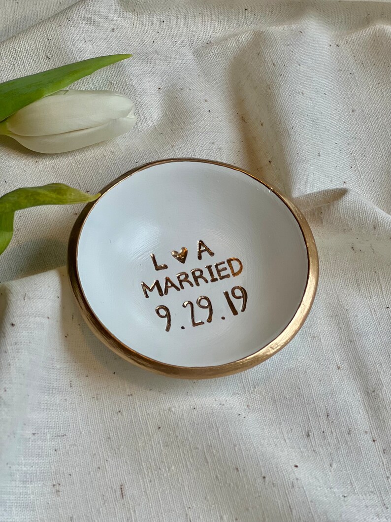 Wedding Gift For Couple Jewelry Dish / Date and Initials / Wedding Gift / Personalized Gift / Personalized / Engagement Gift / Bridesmaids image 4