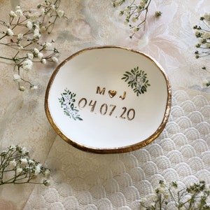 Personalized Wedding Gift / Jewelry Dish / Date and Initials / Wedding Gift / Personalized Gift / Personalized / Engagement Gift / image 3