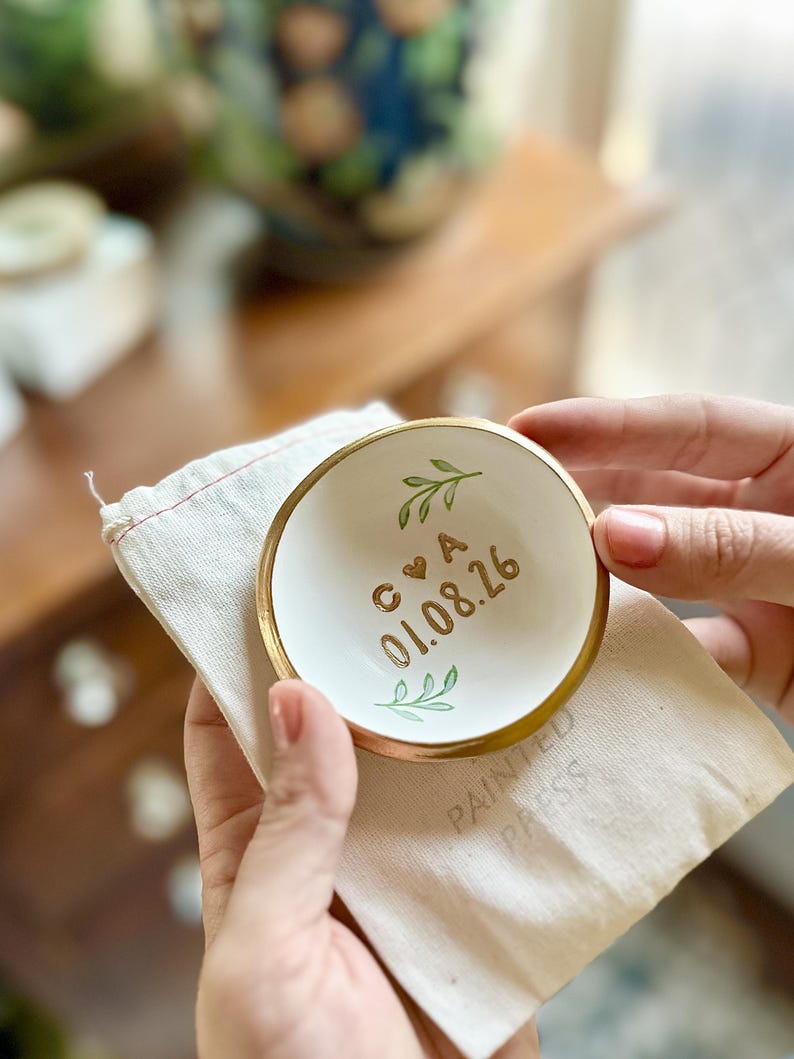 Regalo de boda personalizado / Plato para joyas / Fecha e iniciales / Regalo de boda / Regalo personalizado / Personalizado / Regalo de compromiso / imagen 6