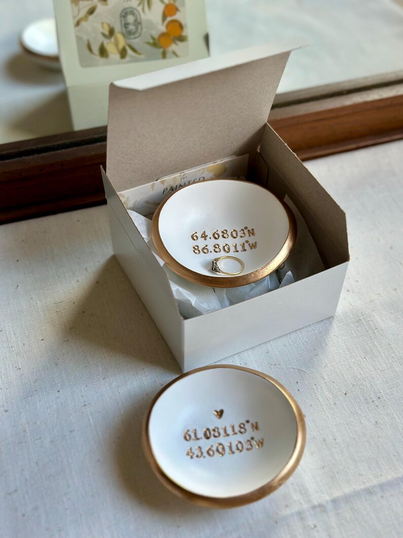 Custom Coordinate / Personalized Ring Dish / Jewelry Dish / Personalized Gift / Bridesmaids Gift / Wedding Gift / Engagement Gift / For Her image 3