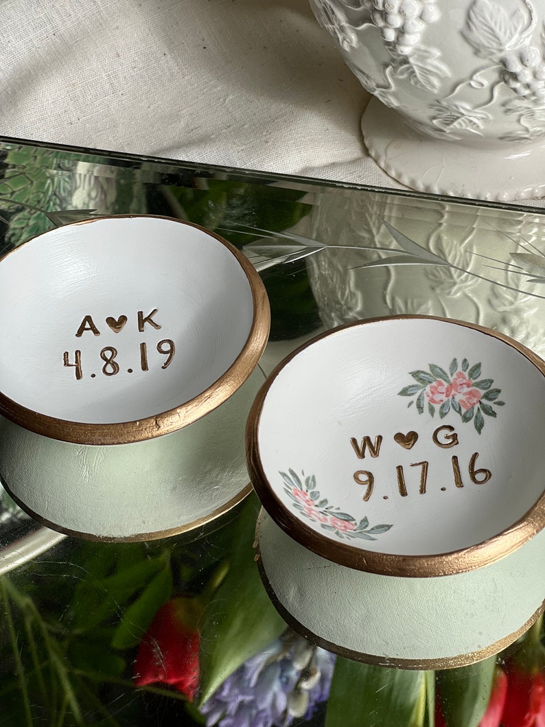 Wedding Ring Holder / Wedding Gift / Date and Initials / Unique Gift / Personalized Gift / Jewelry Dish / Engagement Gift / Bridesmaids image 5