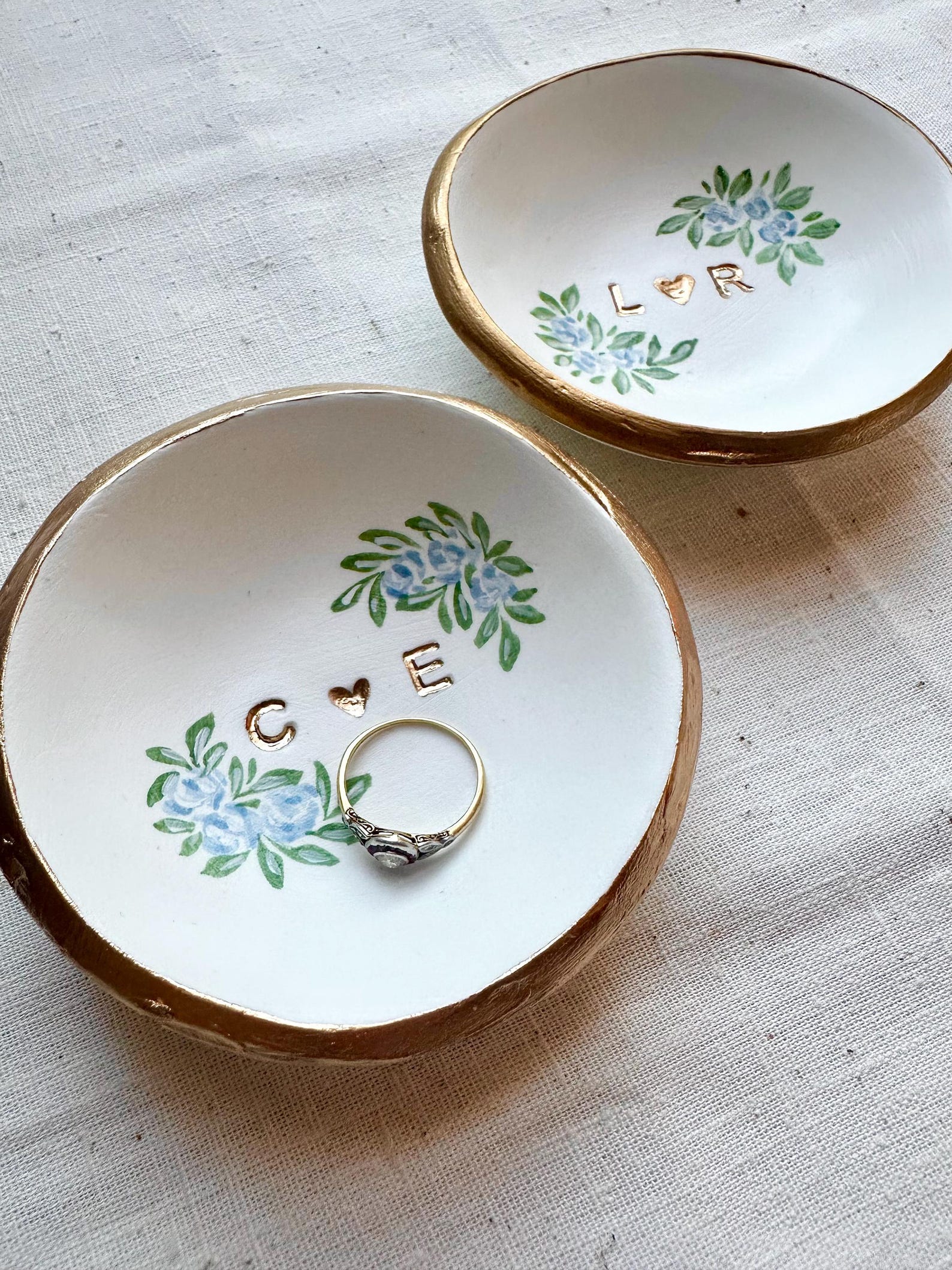 Engagement Ring Dish | Personalized Wedding Ring Holder | Hand Painted Keepsake