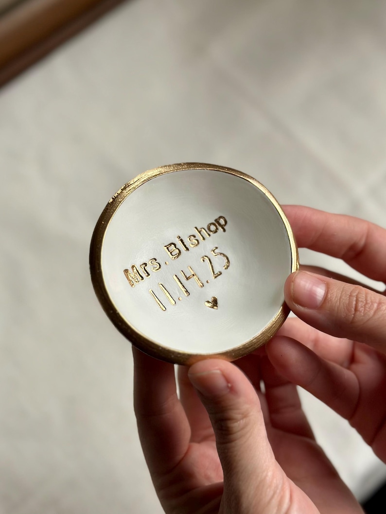 Bridal Shower Gift for Bride – Personalized Ring Dish, Bride to Be Gift, Wedding Day Jewelry Dish, Custom Name Keepsake image 19