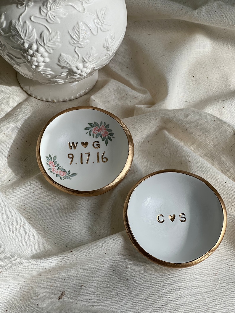 Engagement Gift / Ring Dish / Jewelry Dish / Date and Initials / Wedding Gift / Personalized Gift / Gift for Her / Anniversary image 4