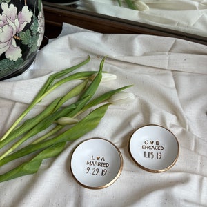 Wedding Gift For Couple Jewelry Dish / Date and Initials / Wedding Gift / Personalized Gift / Personalized / Engagement Gift / Bridesmaids image 2