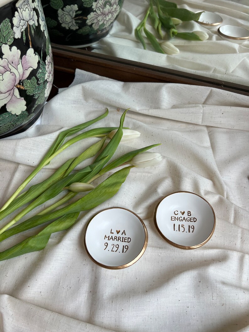 Wedding Gift For Couple Jewelry Dish / Date and Initials / Wedding Gift / Personalized Gift / Personalized / Engagement Gift / Bridesmaids image 2