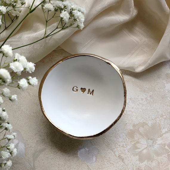 Personalized Jewelry Dish Wedding Initial Ring Dish Custom Engagement Jewelry Dish Gift For Bridesmaid Wedding Trinket Dish Gift For Couple